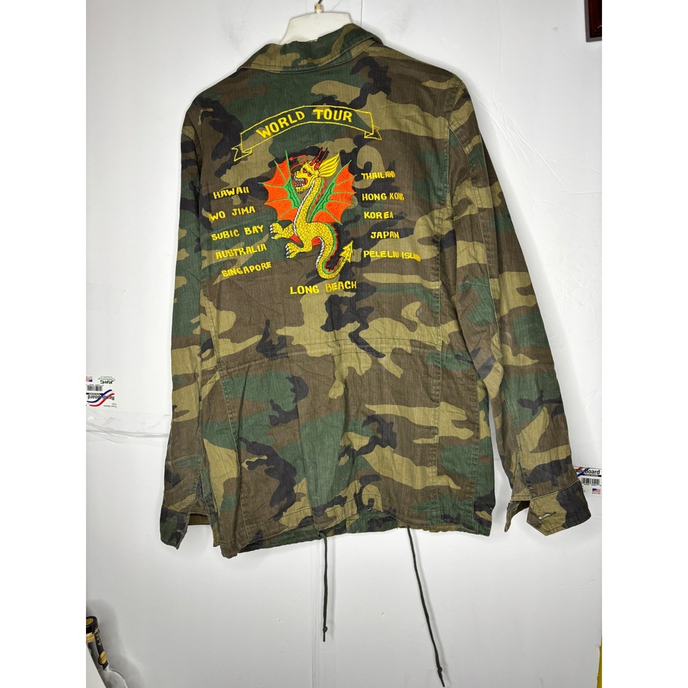 Alpha Industries Mens M-65 Camo Field Jacket World Tour Dragon Embroidery Large - Picture 6 of 11